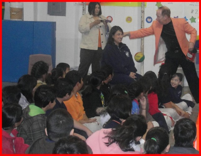 We make sure the staff has fun at our school presentations!